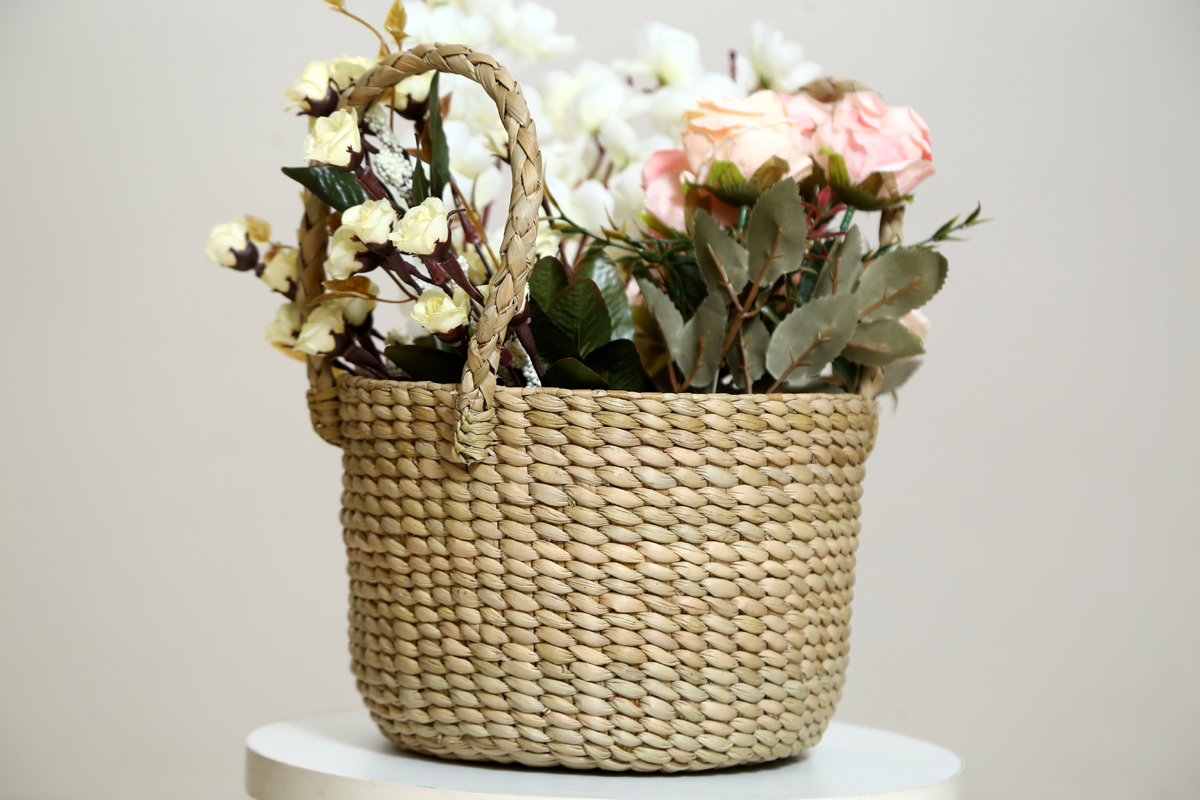 Seagrass Round Storage Basket With Handle