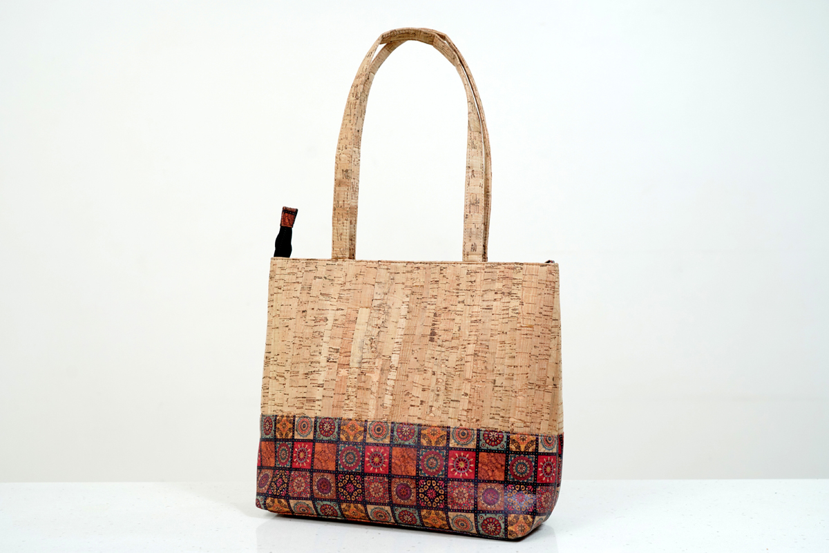 Cork Tote Bag Box Print