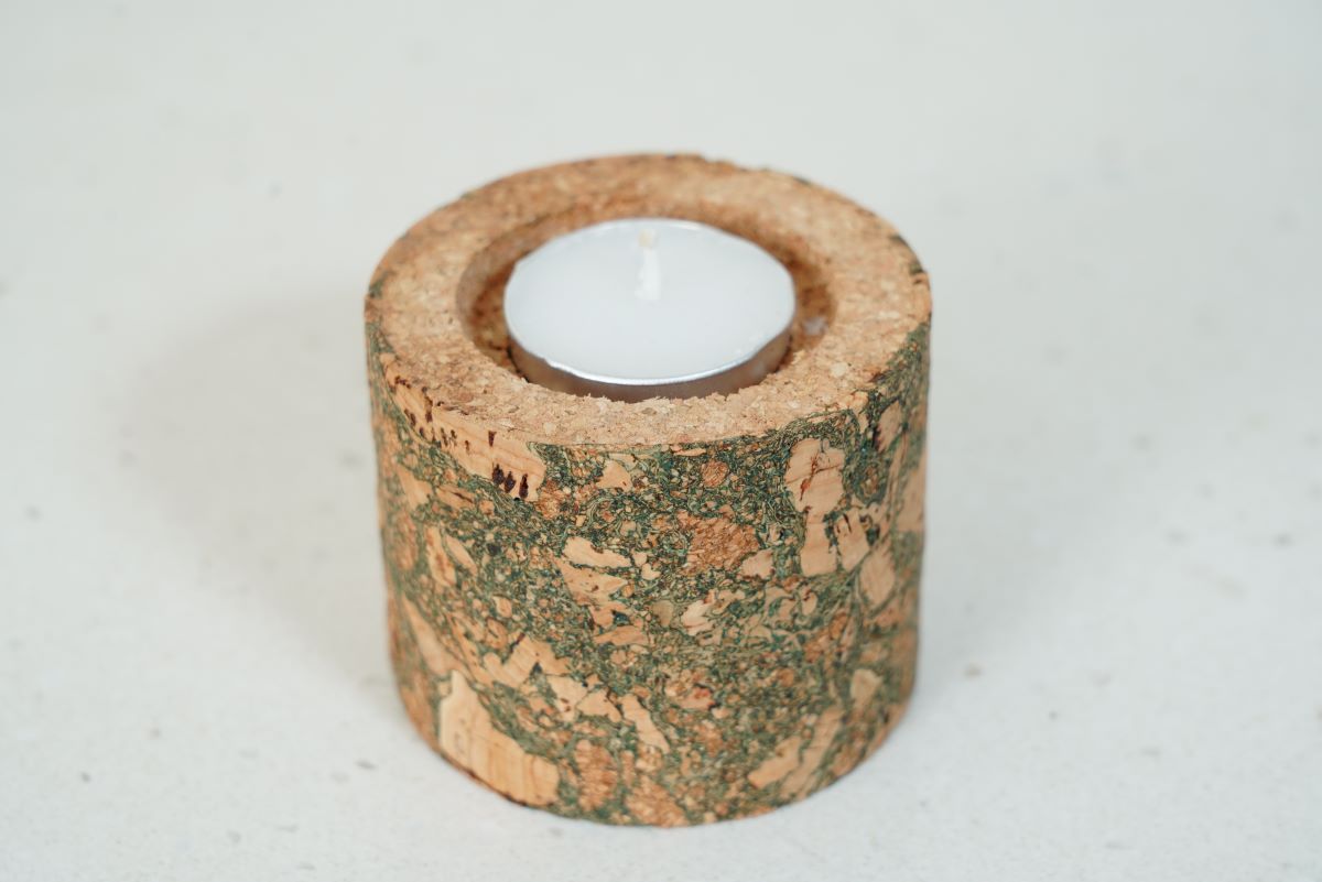 Cork Tea Light Holder Cylindrical Olive Set Of 2