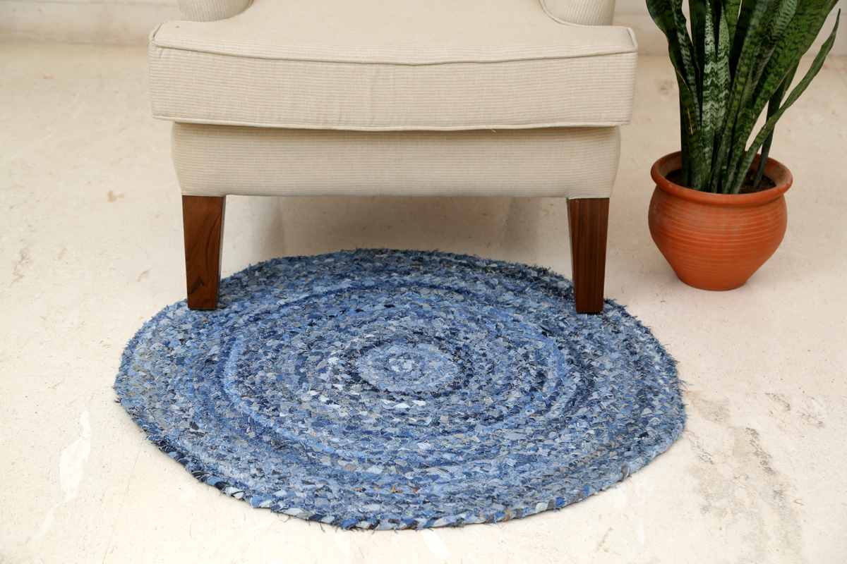 Beige and blue jute rug carpet | flor fibre jute cover | beautiful round  floor covering - Jute Rugs - FOLKWAYS