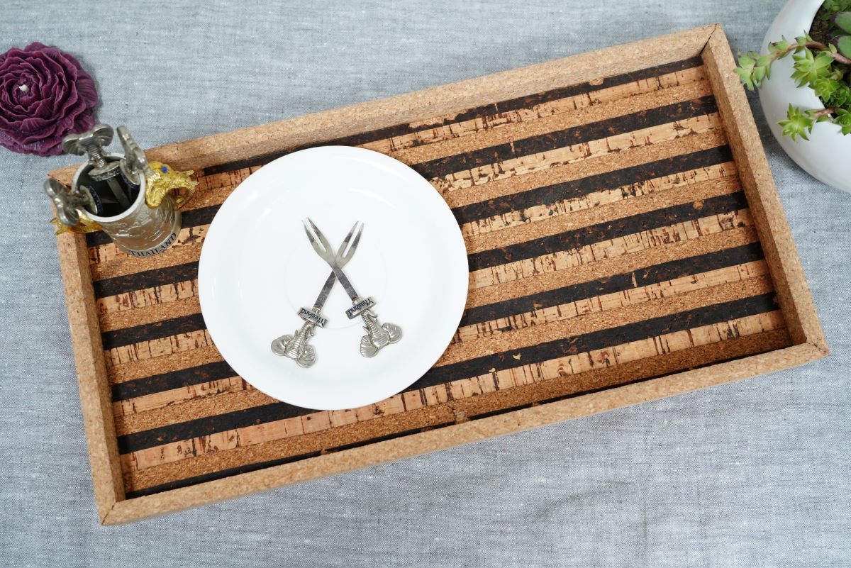 Cork Tray Brown Striped