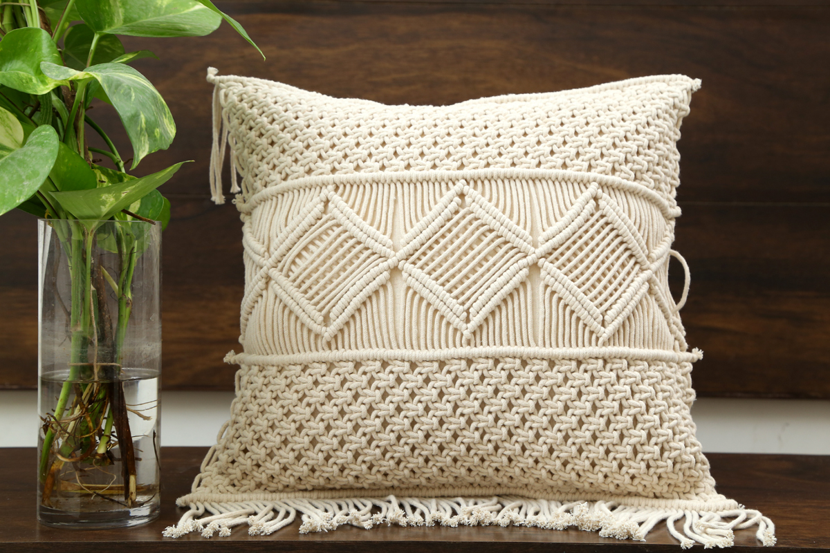 Macrame Fringes Cushion Cover