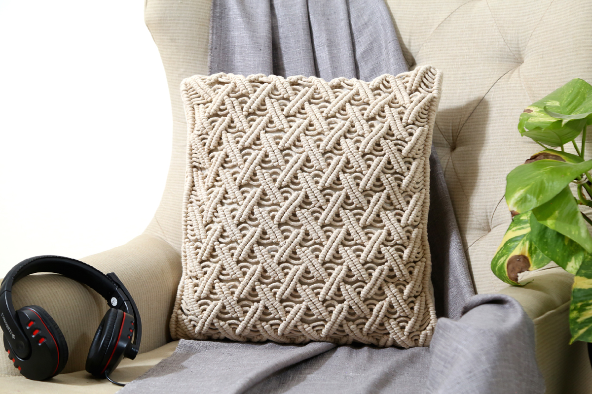 Criss Cross Macrame Cushion Cover