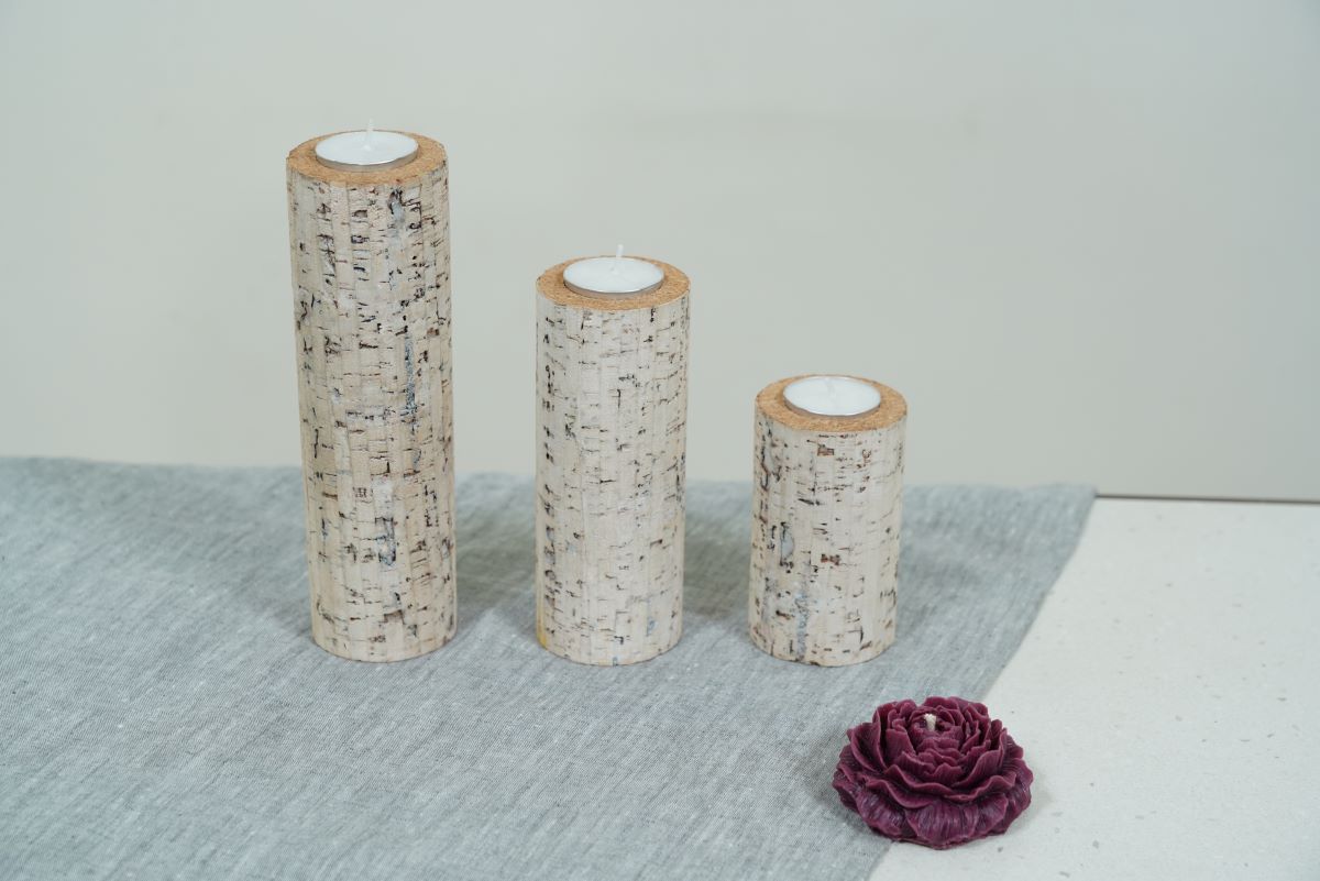 Set Of 3 Cork Light Holders