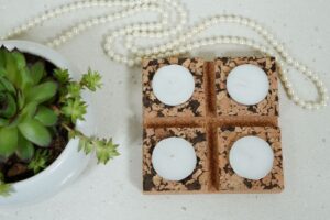 Cork square tea light